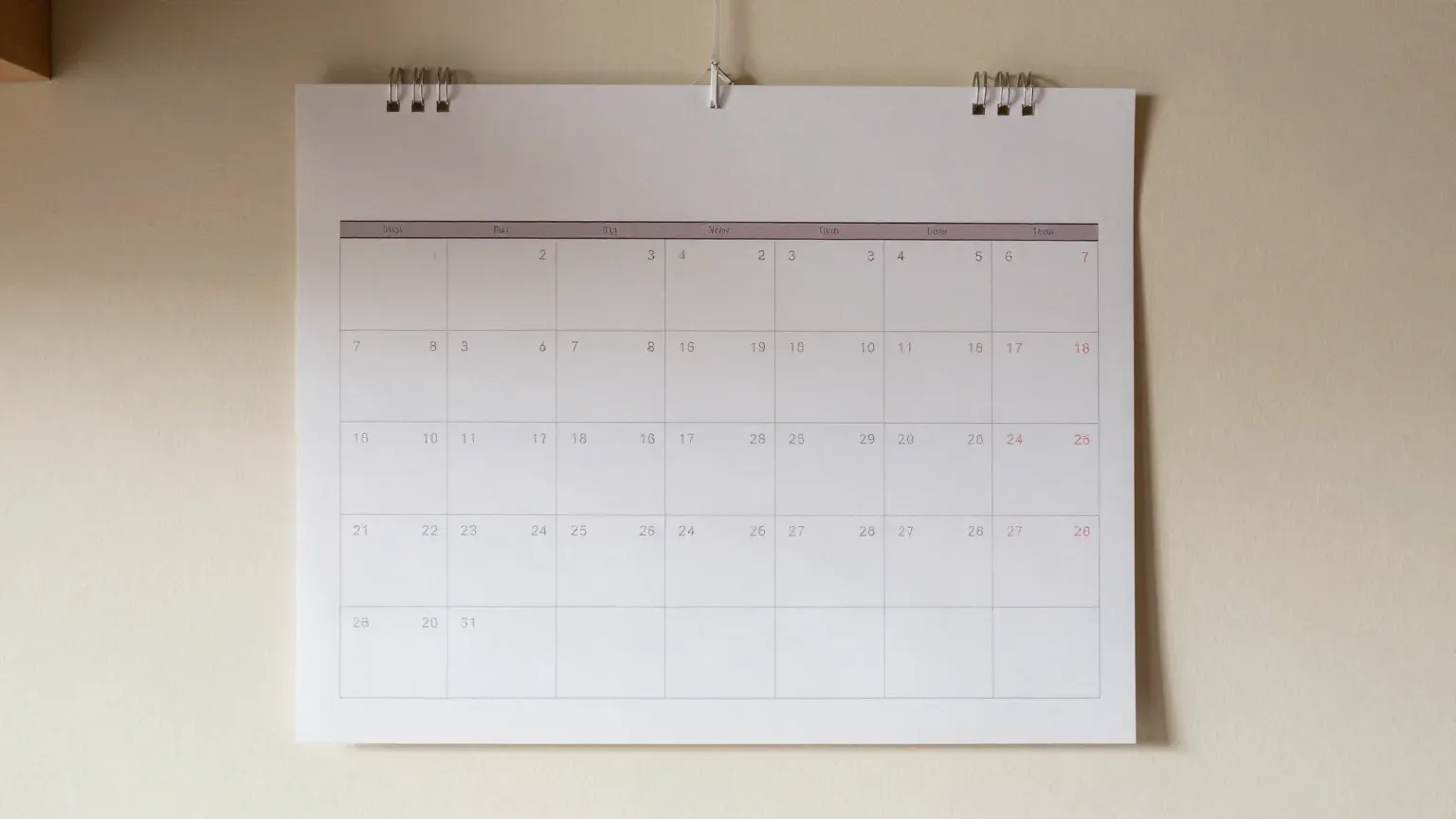 guide header — a wall calendar turned to January, morning light